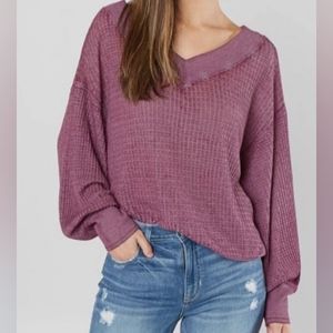 Free people south side v-neck thermal top...long sleeve